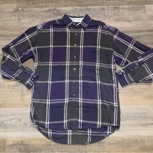 Structure Vintage 90’s Grunge Skater Blue Plaid Flannel Button Up Shirt Mens L